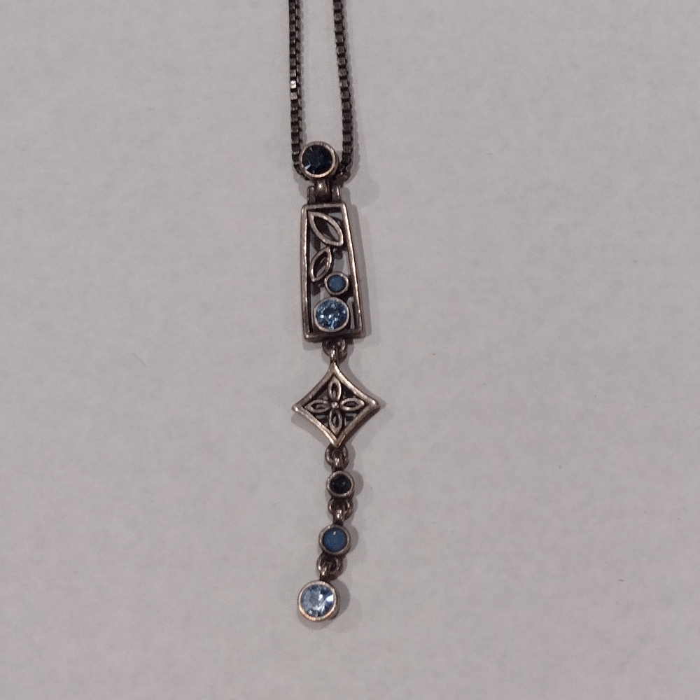 Silver Necklace with Blue Stones
